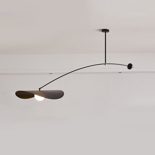 Minimalist Black Pendant Light with Lotus Leaf Design | Stylish Metal Fixture for Modern Kitchen Lighting 0