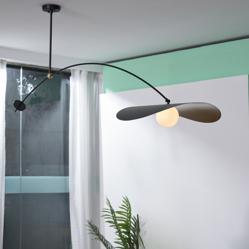 Minimalist Black Pendant Light with Lotus Leaf Design | Stylish Metal Fixture for Modern Kitchen Lighting 9