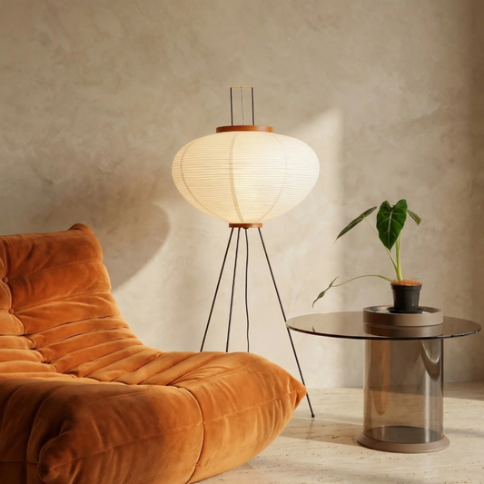 Minimalist Paper Floor Lamp with Soft Diffused Glow | Modern Design for Cozy Living Room Ambiance 0