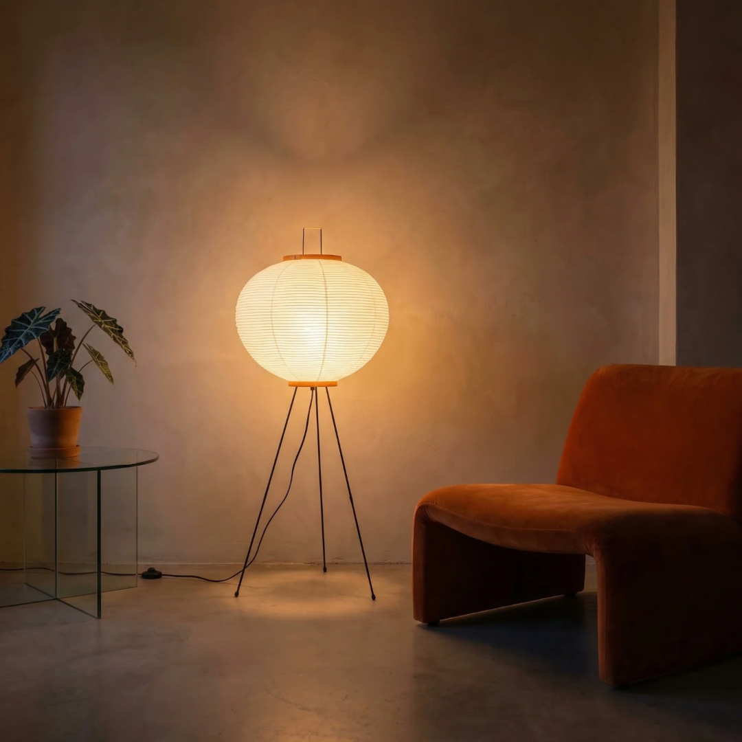 Minimalist Paper Floor Lamp with Soft Diffused Glow | Modern Design for Cozy Living Room Ambiance 1