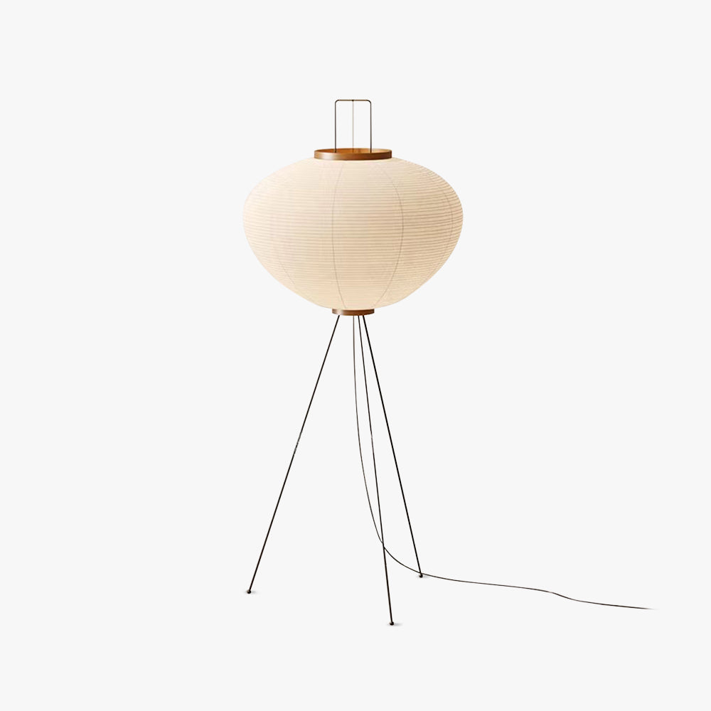 Minimalist Tripod Floor Lamp with Rice Paper Shade | Elegant Design for Cozy Living Room Ambiance 1