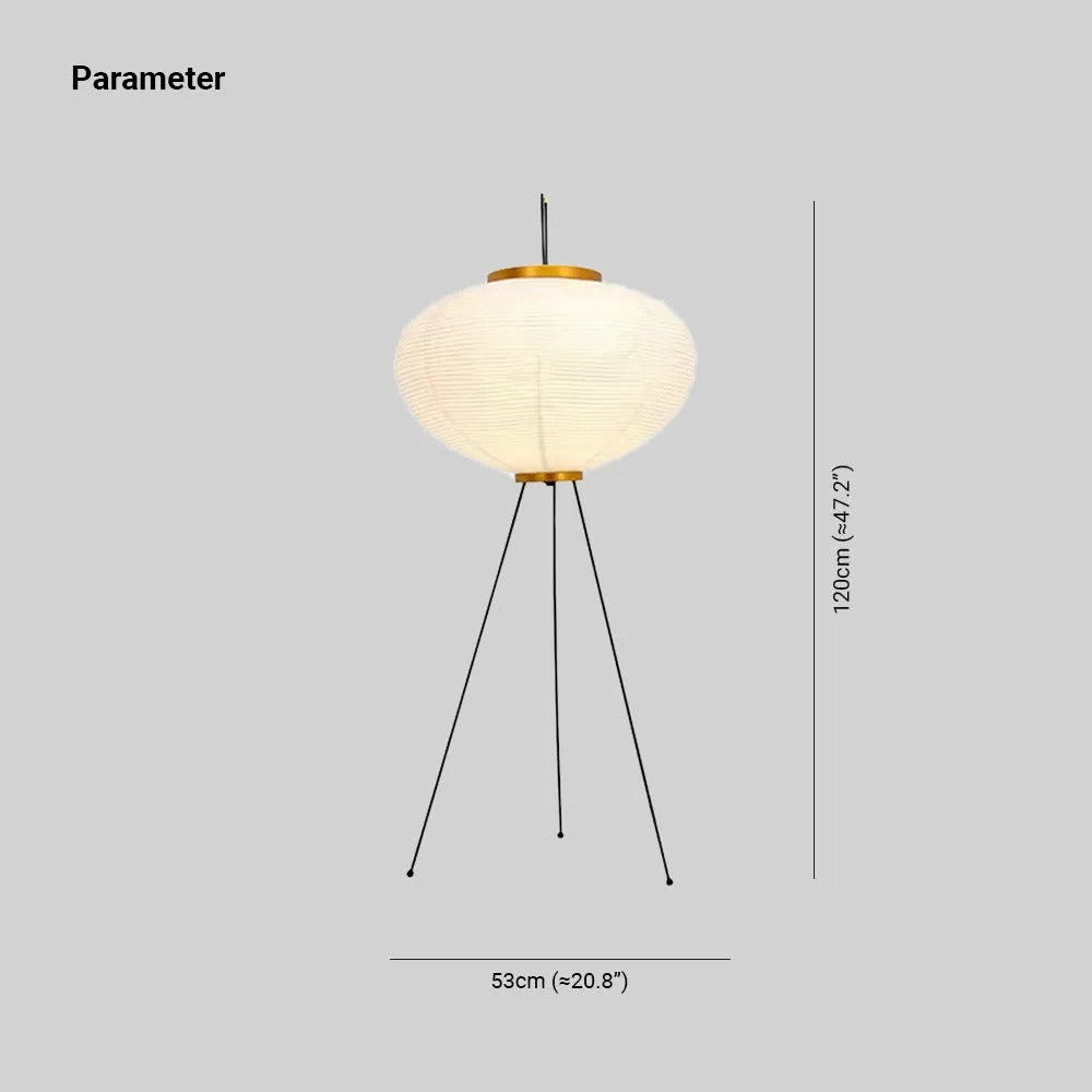 Minimalist Tripod Floor Lamp with Rice Paper Shade | Elegant Design for Cozy Living Room Ambiance 4