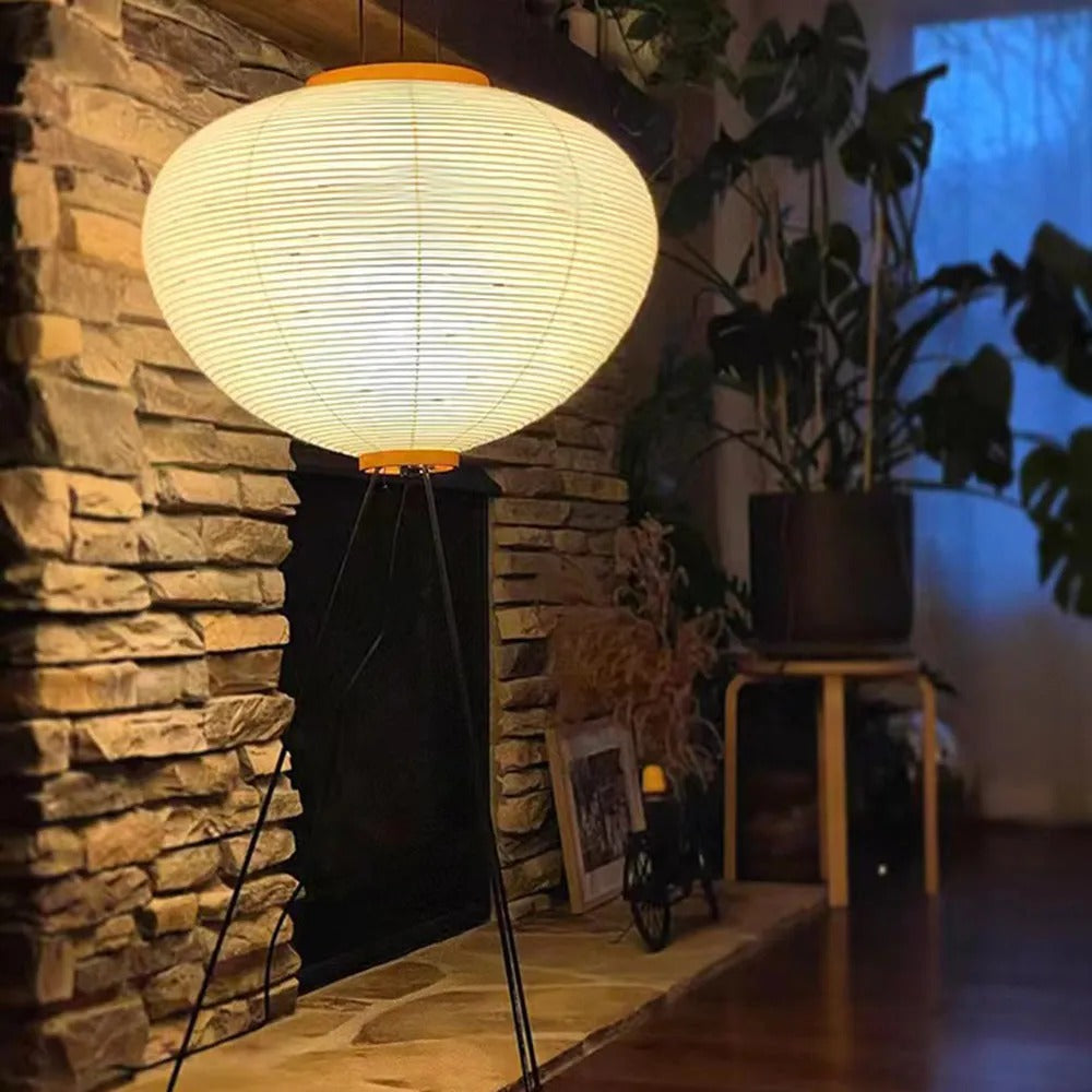 Minimalist Tripod Floor Lamp with Rice Paper Shade | Elegant Design for Cozy Living Room Ambiance 6