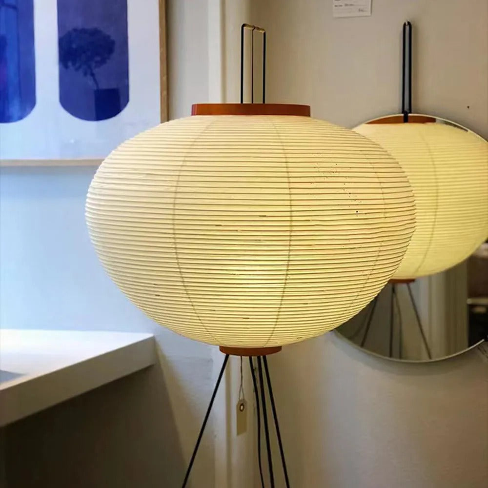 Minimalist Tripod Floor Lamp with Rice Paper Shade | Elegant Design for Cozy Living Room Ambiance 7