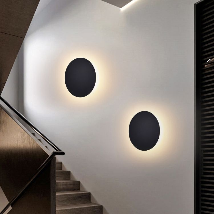 Minimalist Wall Lamp | Round Metal Sconce Lighting with Warm Glow | Elegant Indoor Wall Lights for Living Room and Bedroom 0
