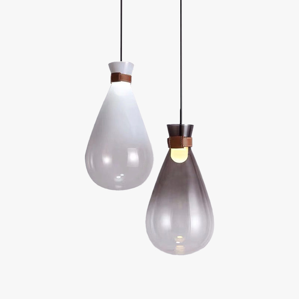 Valentina Teardrop Glass Pendant Light | S/L | White/Smoke Gray