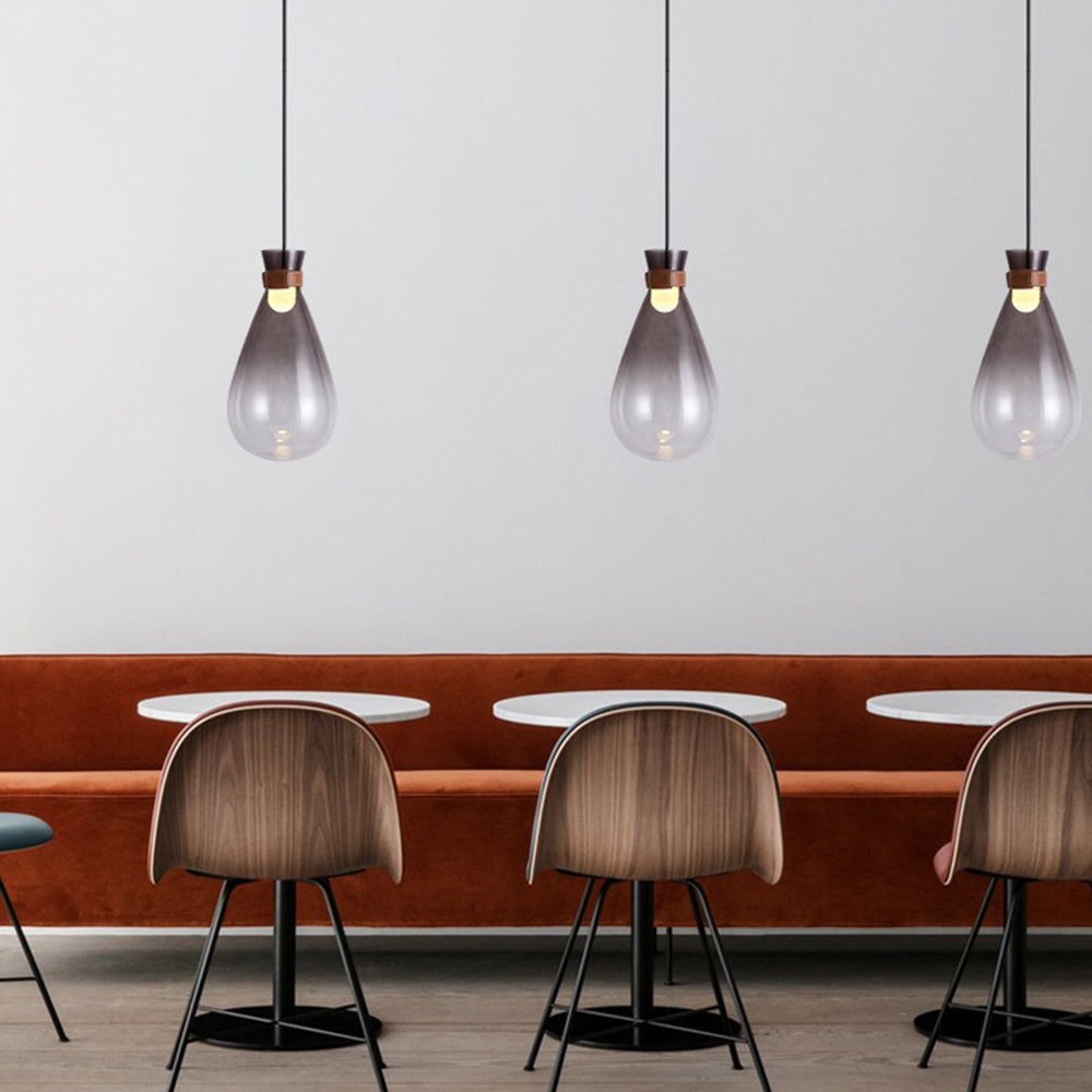Valentina Teardrop Glass Pendant Light | S/L | White/Smoke Gray