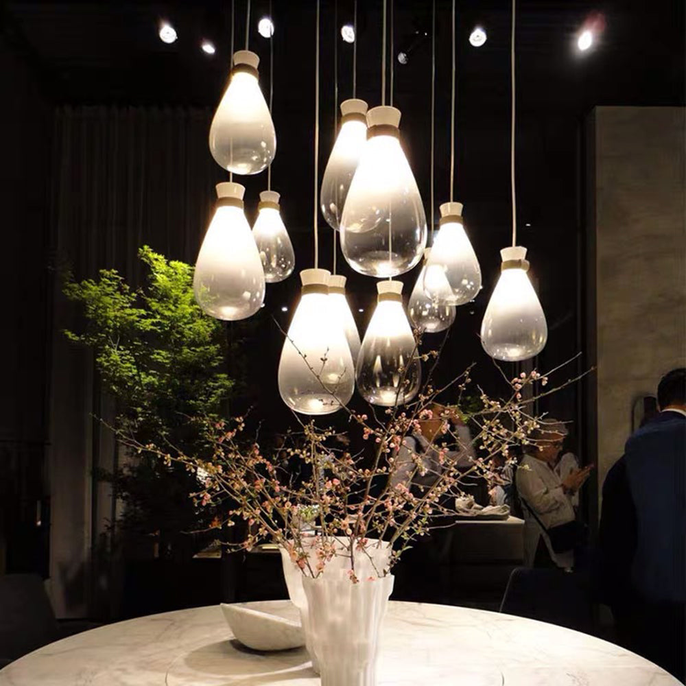 Valentina Teardrop Glass Pendant Light | S/L | White/Smoke Gray