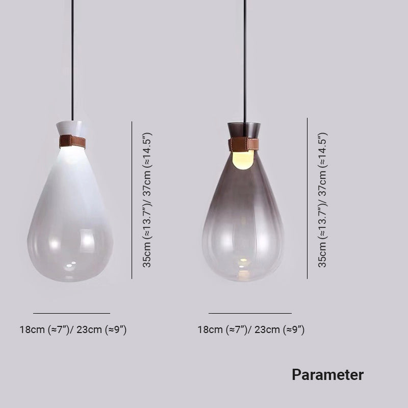 Valentina Teardrop Glass Pendant Light | S/L | White/Smoke Gray