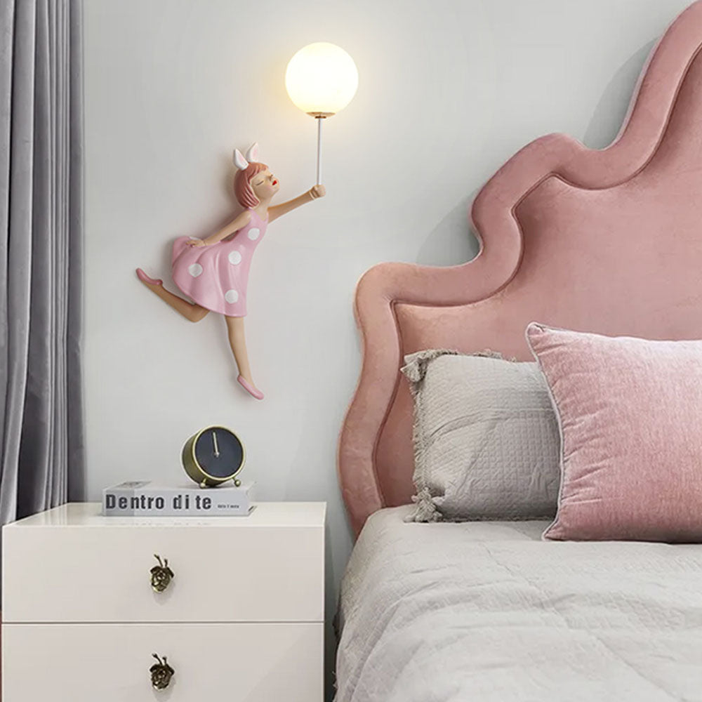 Minori | Pink Wall Lamp with Whimsical Girl Shape Design | Perfect Wall Lighting for Children's Rooms 0