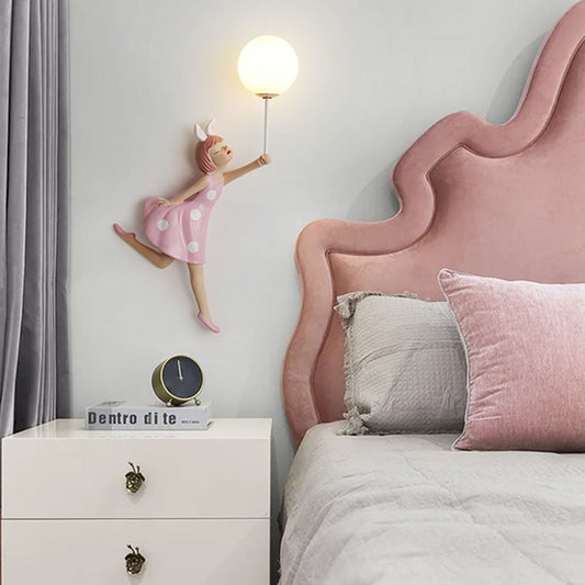 Minori | Pink Wall Lamp with Whimsical Girl Shape Design | Perfect Wall Lighting for Children's Rooms 0