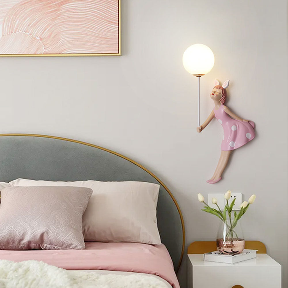 Minori | Pink Wall Lamp with Whimsical Girl Shape Design | Perfect Wall Lighting for Children's Rooms 2