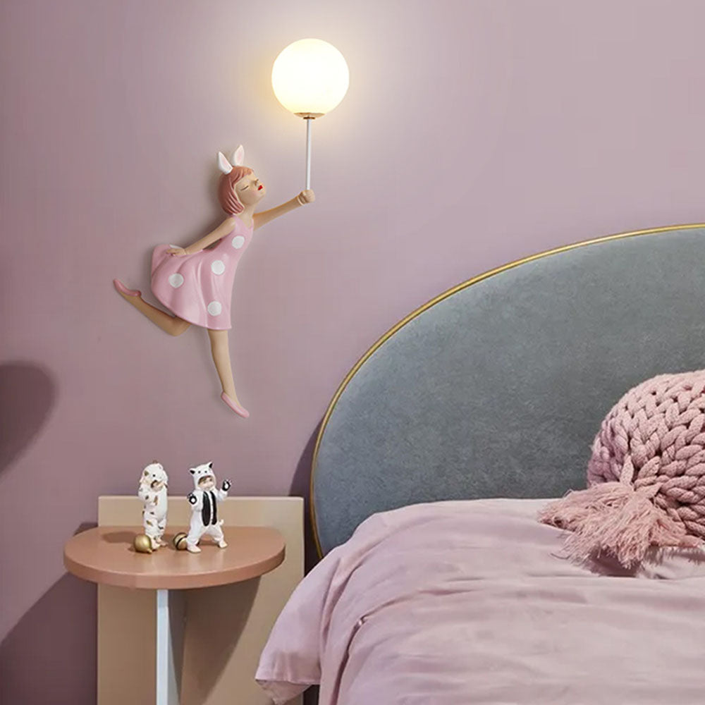 Minori | Pink Wall Lamp with Whimsical Girl Shape Design | Perfect Wall Lighting for Children's Rooms 3