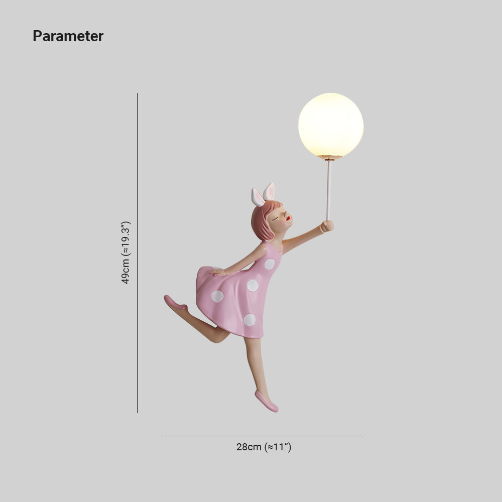 Minori | Pink Wall Lamp with Whimsical Girl Shape Design | Perfect Wall Lighting for Children's Rooms 5