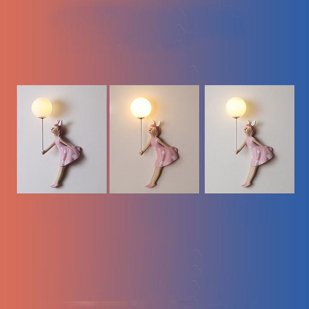Minori | Pink Wall Lamp with Whimsical Girl Shape Design | Perfect Wall Lighting for Children's Rooms 6