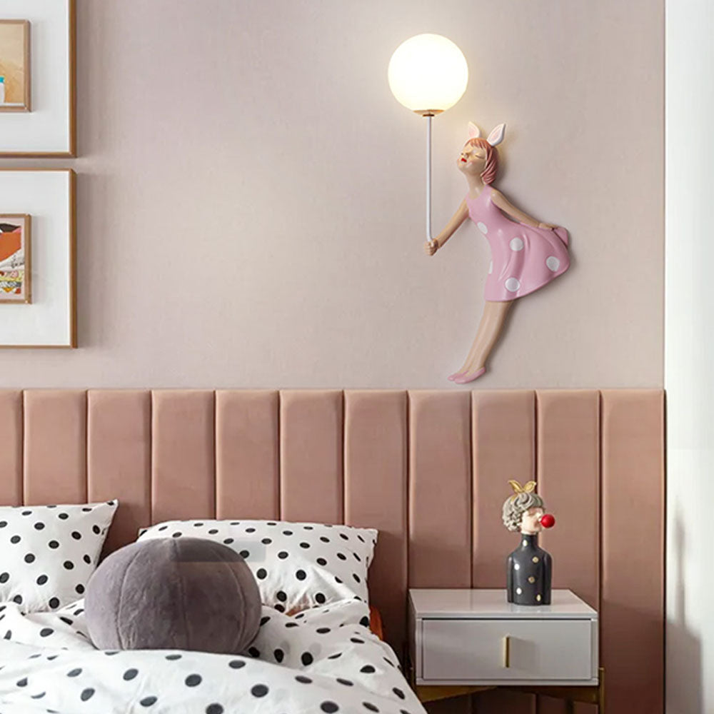 Minori | Pink Wall Lamp with Whimsical Girl Shape Design | Perfect Wall Lighting for Children's Rooms 8