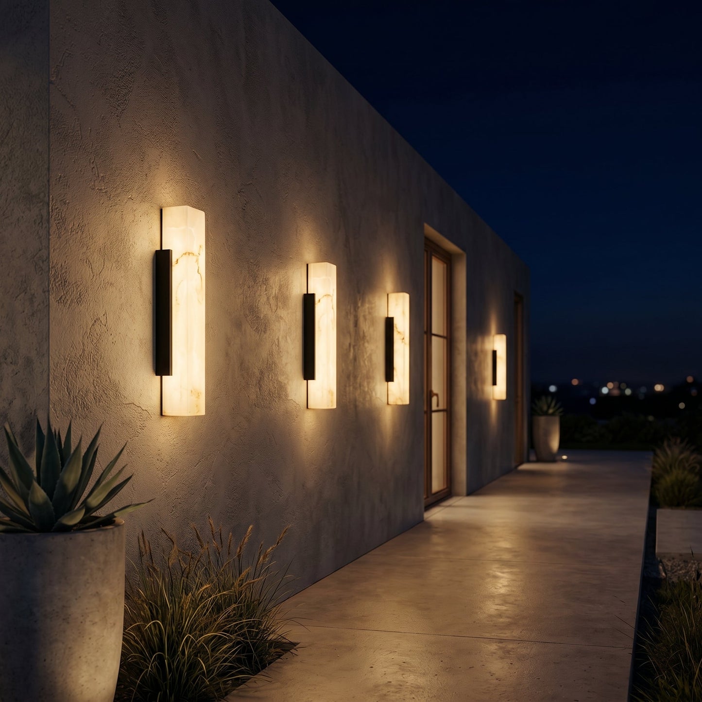 Mira | Outdoor Wall Lantern with Marble-Inspired Diffuser | Slim Design for Soft Illumination 1