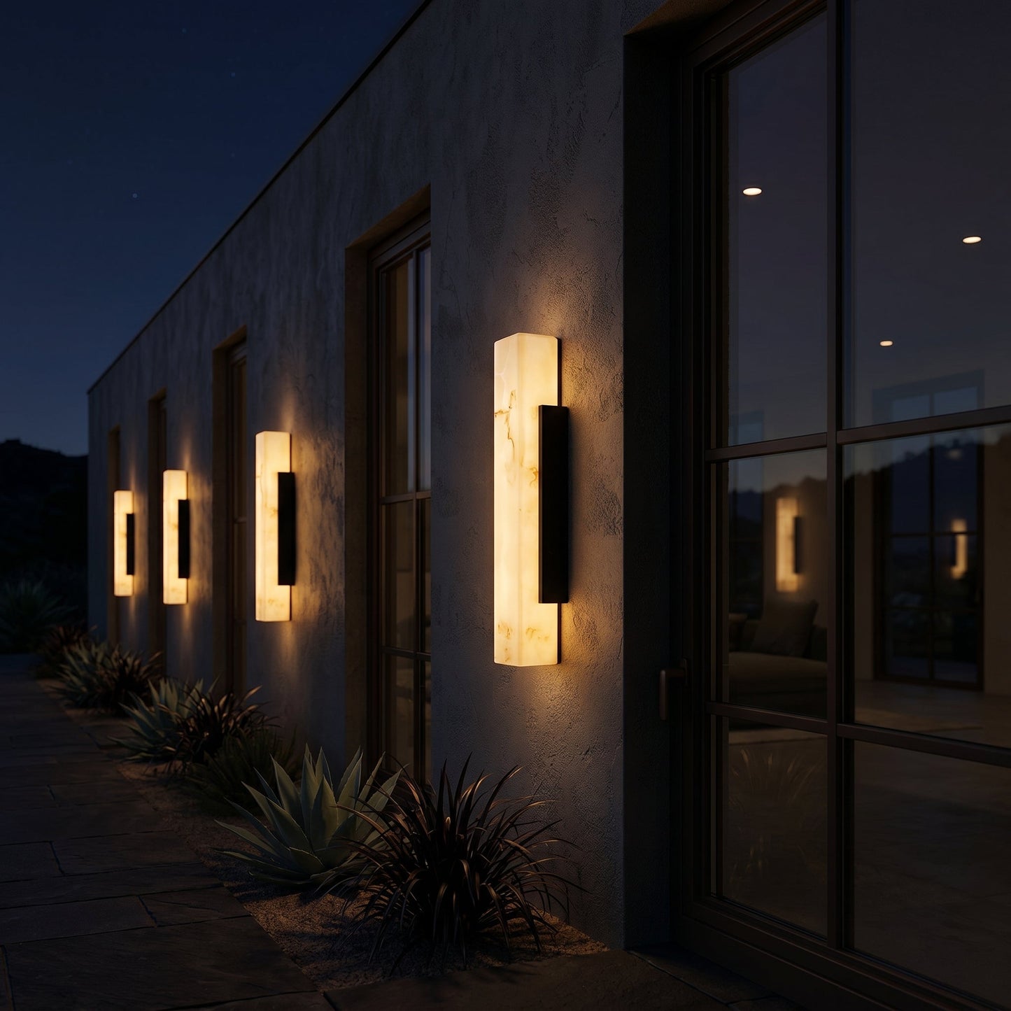 Mira | Outdoor Wall Lantern with Marble-Inspired Diffuser | Slim Design for Soft Illumination 3