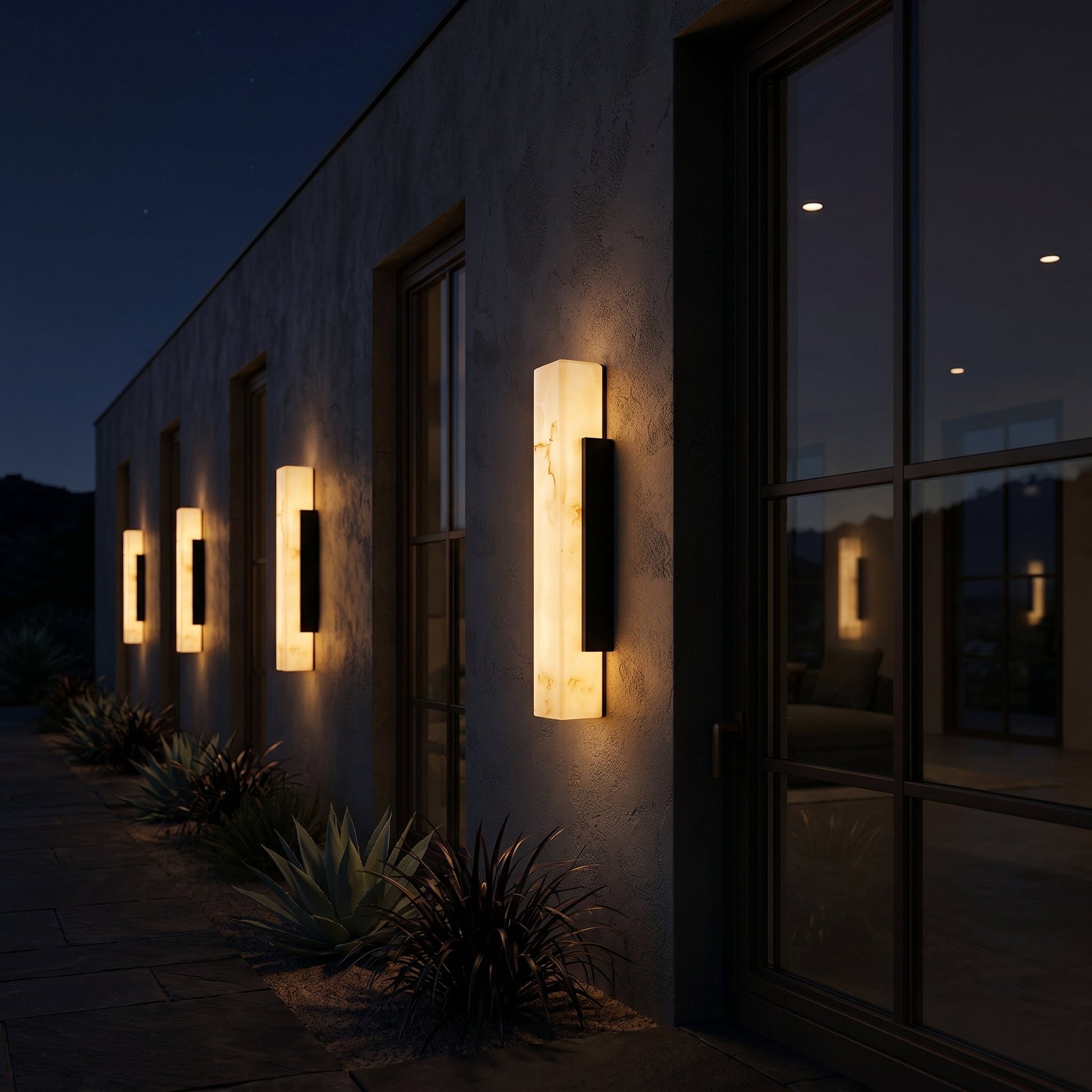 Mira | Outdoor Wall Lantern with Marble-Inspired Diffuser | Slim Design for Soft Illumination 3