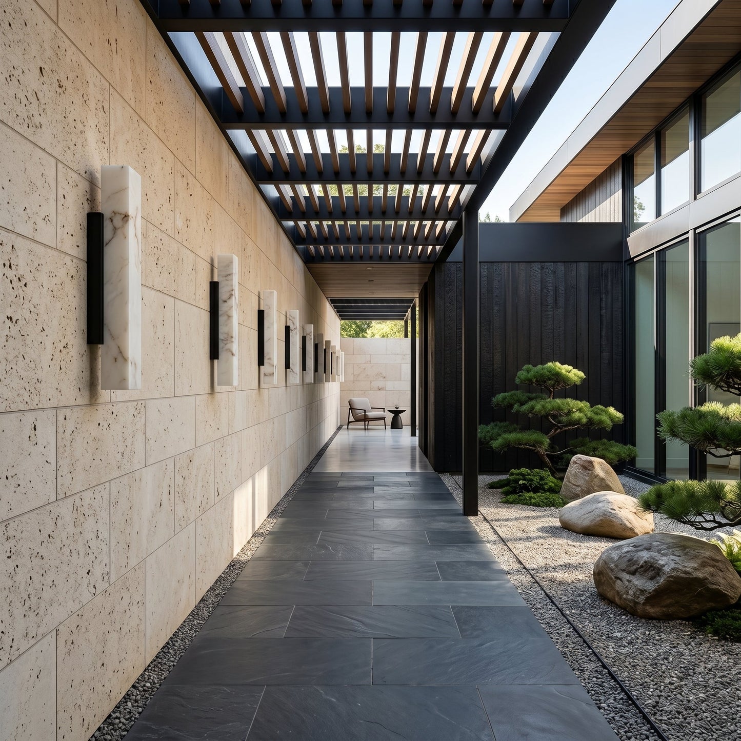 Mira | Outdoor Wall Lantern with Marble-Inspired Diffuser | Slim Design for Soft Illumination 4