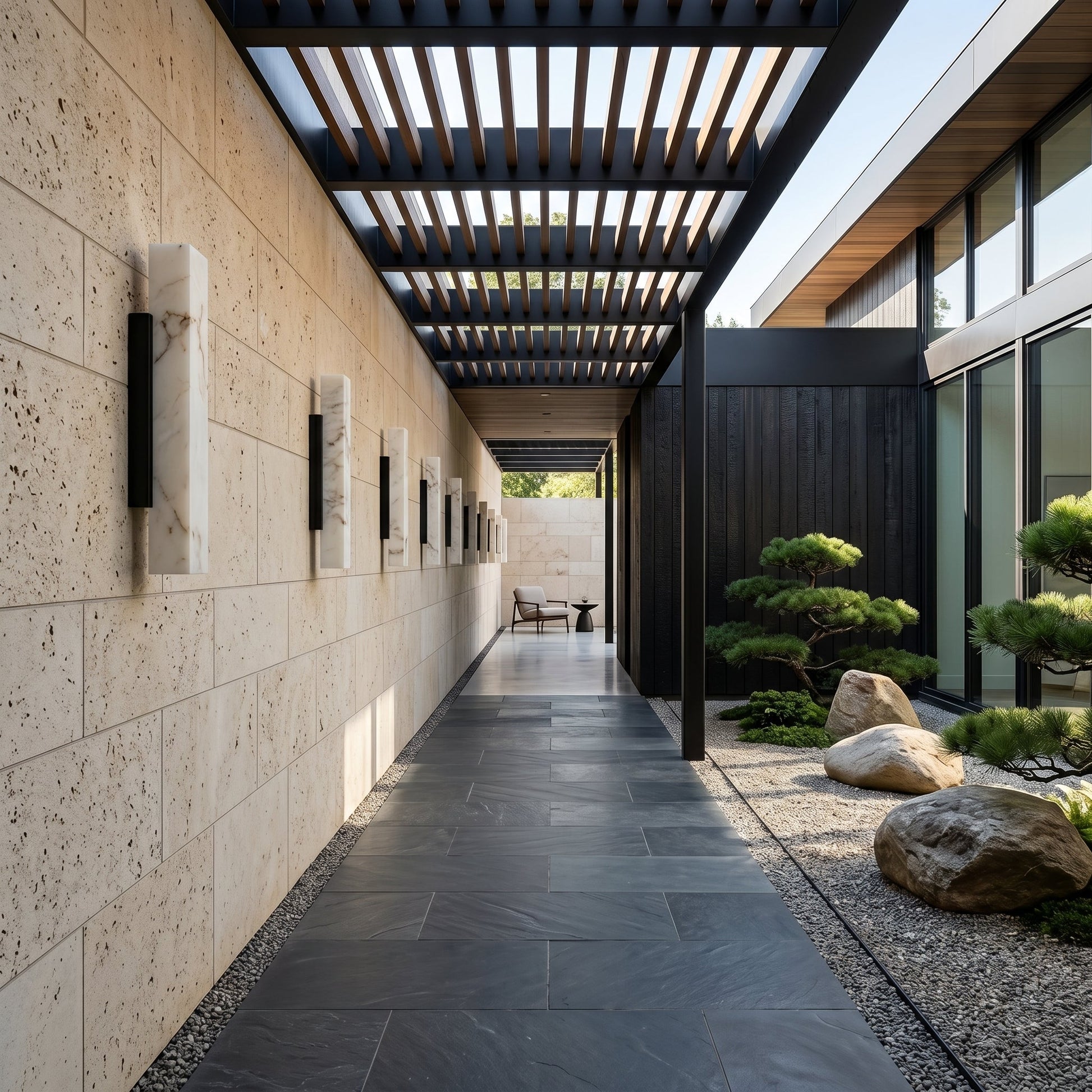 Mira | Outdoor Wall Lantern with Marble-Inspired Diffuser | Slim Design for Soft Illumination 4