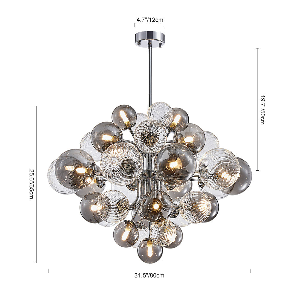 Tiered Smoky Glass Bubble Chandelier | 2 Sizes