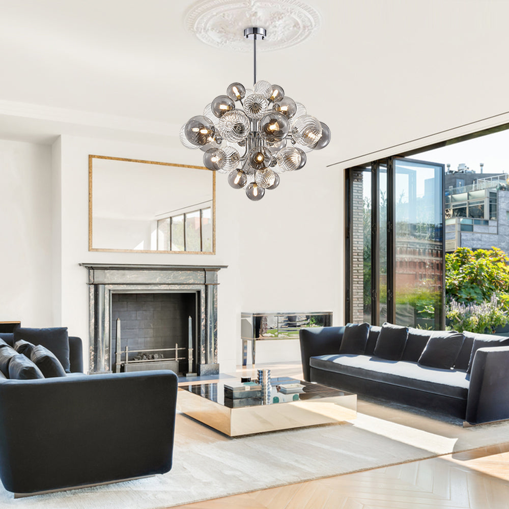 Tiered Smoky Glass Bubble Chandelier | 2 Sizes