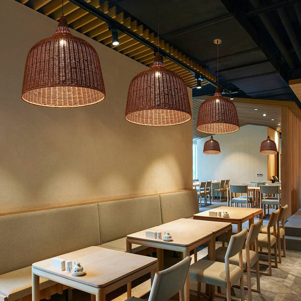 Modern Bamboo Pendant Light | Adjustable Height & Metal Frame | Stylish Kitchen Pendant Lighting for Warm Illumination 7