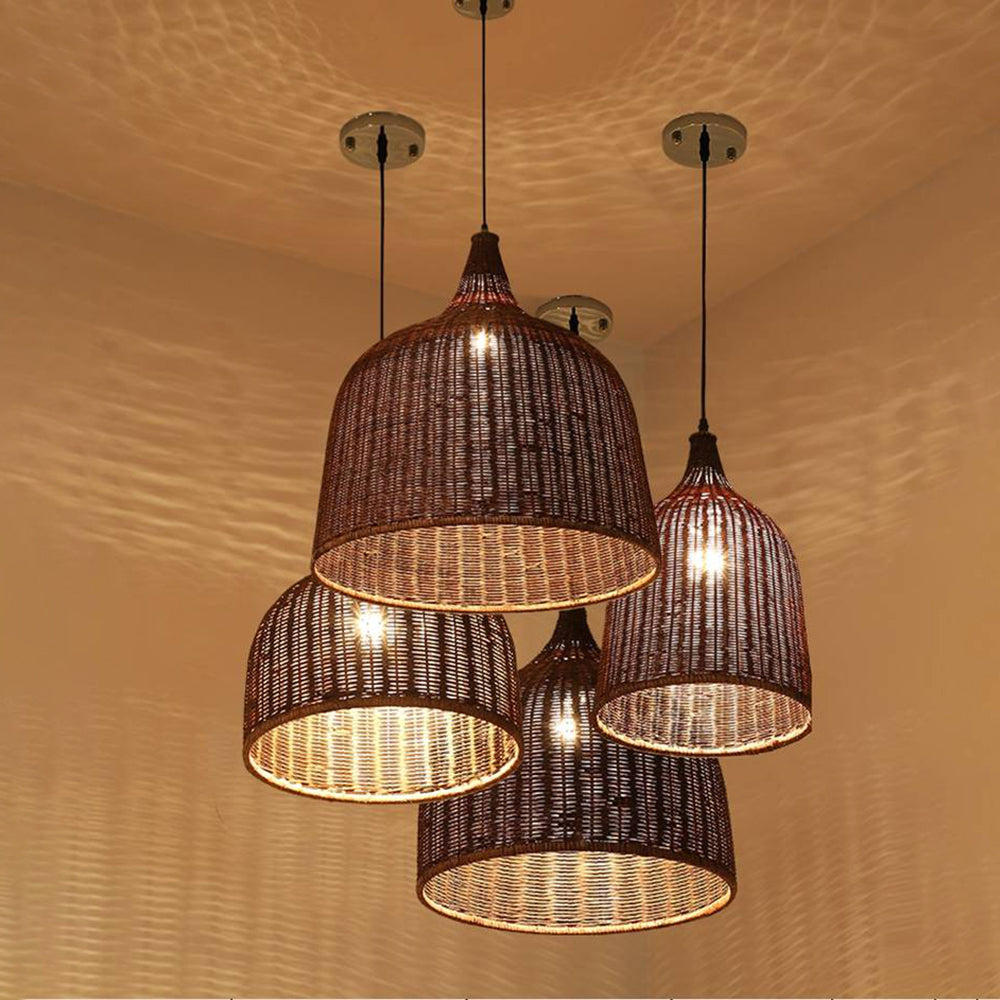 Modern Bamboo Pendant Light | Adjustable Height & Metal Frame | Stylish Kitchen Pendant Lighting for Warm Illumination 8