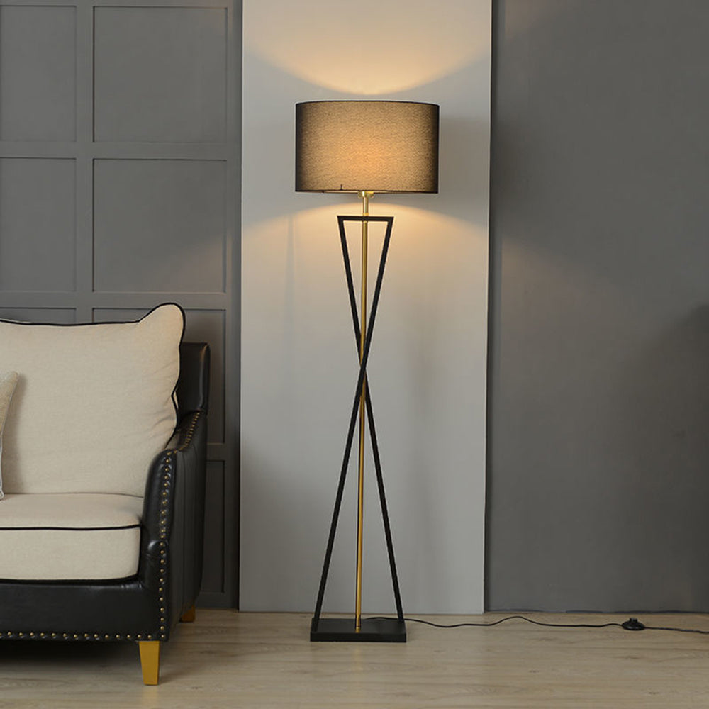 Modern Black Floor Lamp with Warm Light & Fabric Shade for Cozy Living Spaces 0