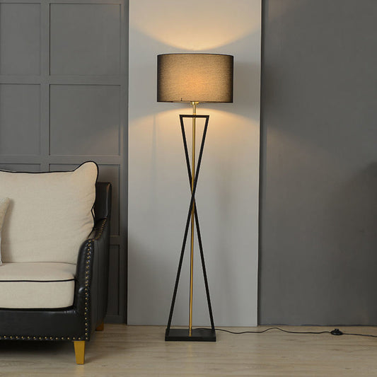Modern Black Floor Lamp with Warm Light & Fabric Shade for Cozy Living Spaces 0