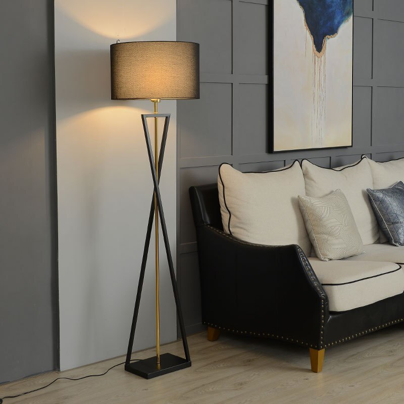 Modern Black Floor Lamp with Warm Light & Fabric Shade for Cozy Living Spaces 2