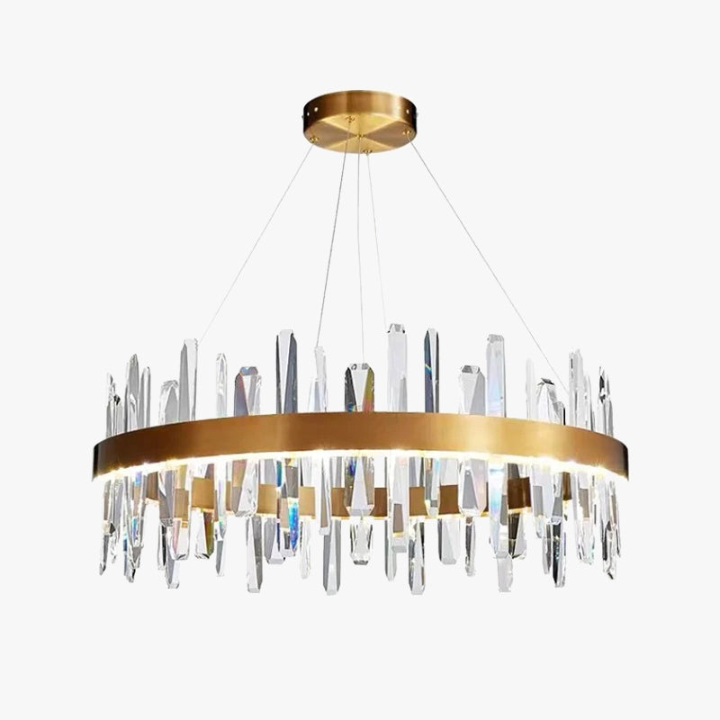Modern Crystal Chandelier Light with Adjustable Height & LED Strip | Elegant Lighting for Dining Room and Bedroom