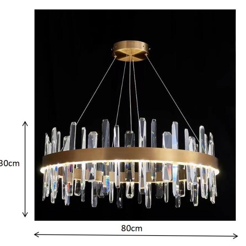 Modern Crystal Chandelier Light with Adjustable Height & LED Strip | Elegant Lighting for Dining Room and Bedroom