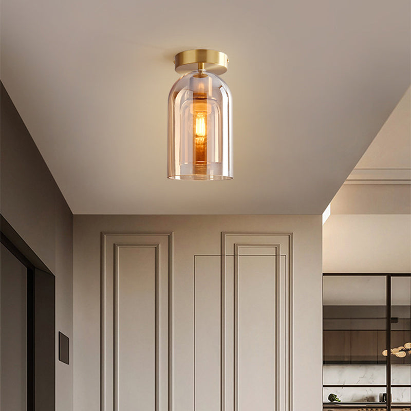 Modern Cylinder Ceiling Light Fixture with Clear Glass Shade | Elegant LED Design for Cozy Ambiance 0