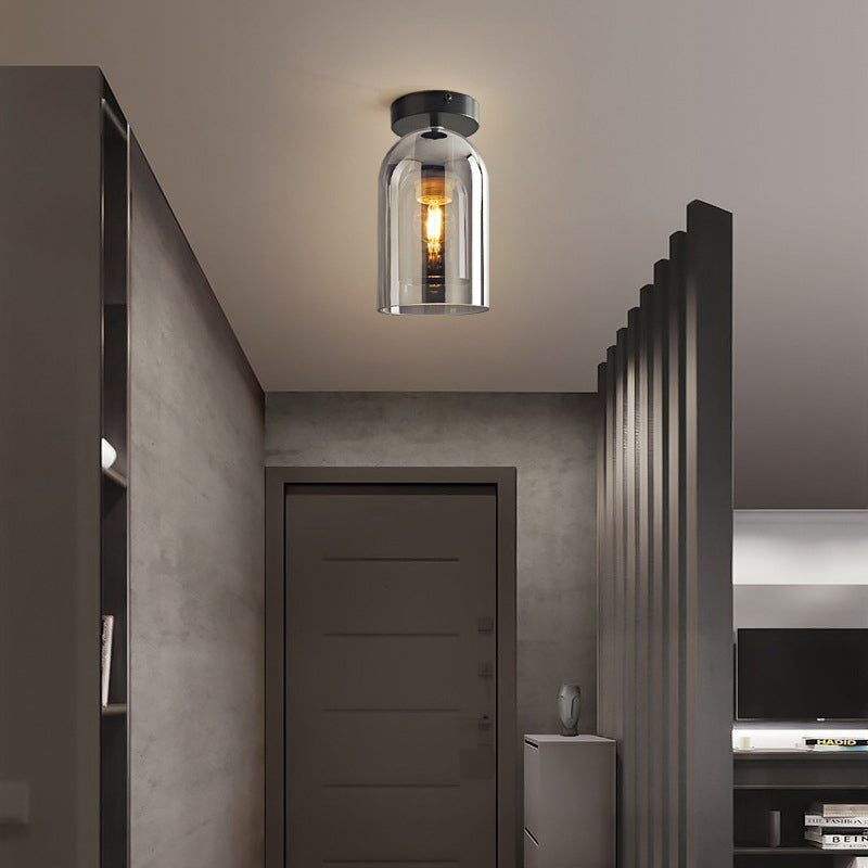 Modern Cylinder Ceiling Light Fixture with Clear Glass Shade | Elegant LED Design for Cozy Ambiance 11