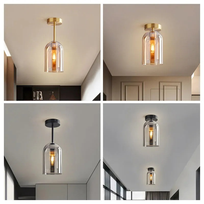 Modern Cylinder Ceiling Light Fixture with Clear Glass Shade | Elegant LED Design for Cozy Ambiance 6