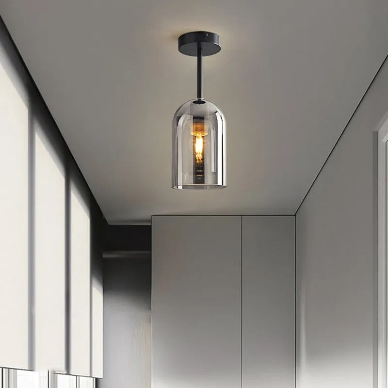 Modern Cylinder Ceiling Light Fixture with Clear Glass Shade | Elegant LED Design for Cozy Ambiance 7
