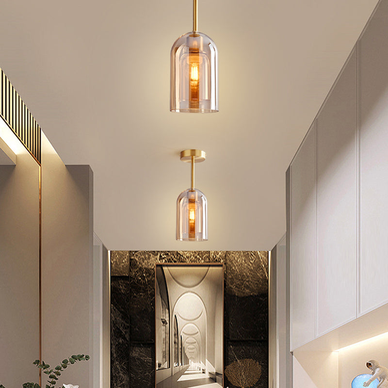 Modern Cylinder Ceiling Light Fixture with Clear Glass Shade | Elegant LED Design for Cozy Ambiance 8