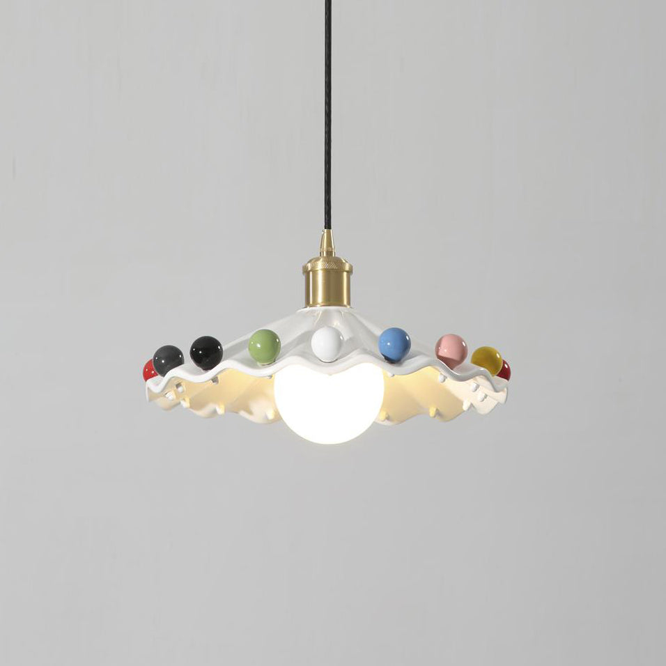 Modern Elegance | Pendant Lamp with Wavy Ceramic Shade & Adjustable Height | Stylish Pendant Lighting for Kitchen Island 0