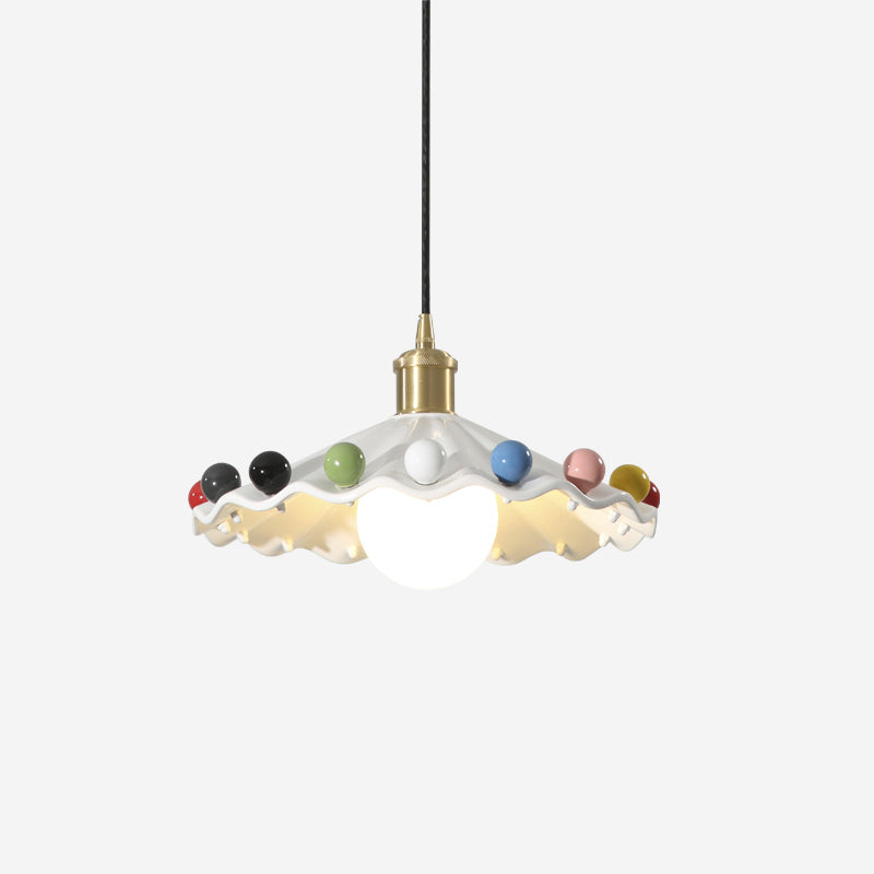 Modern Elegance | Pendant Lamp with Wavy Ceramic Shade & Adjustable Height | Stylish Pendant Lighting for Kitchen Island 1