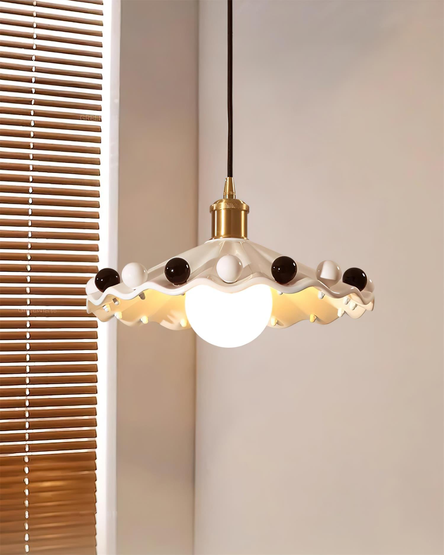 Modern Elegance | Pendant Lamp with Wavy Ceramic Shade & Adjustable Height | Stylish Pendant Lighting for Kitchen Island 2