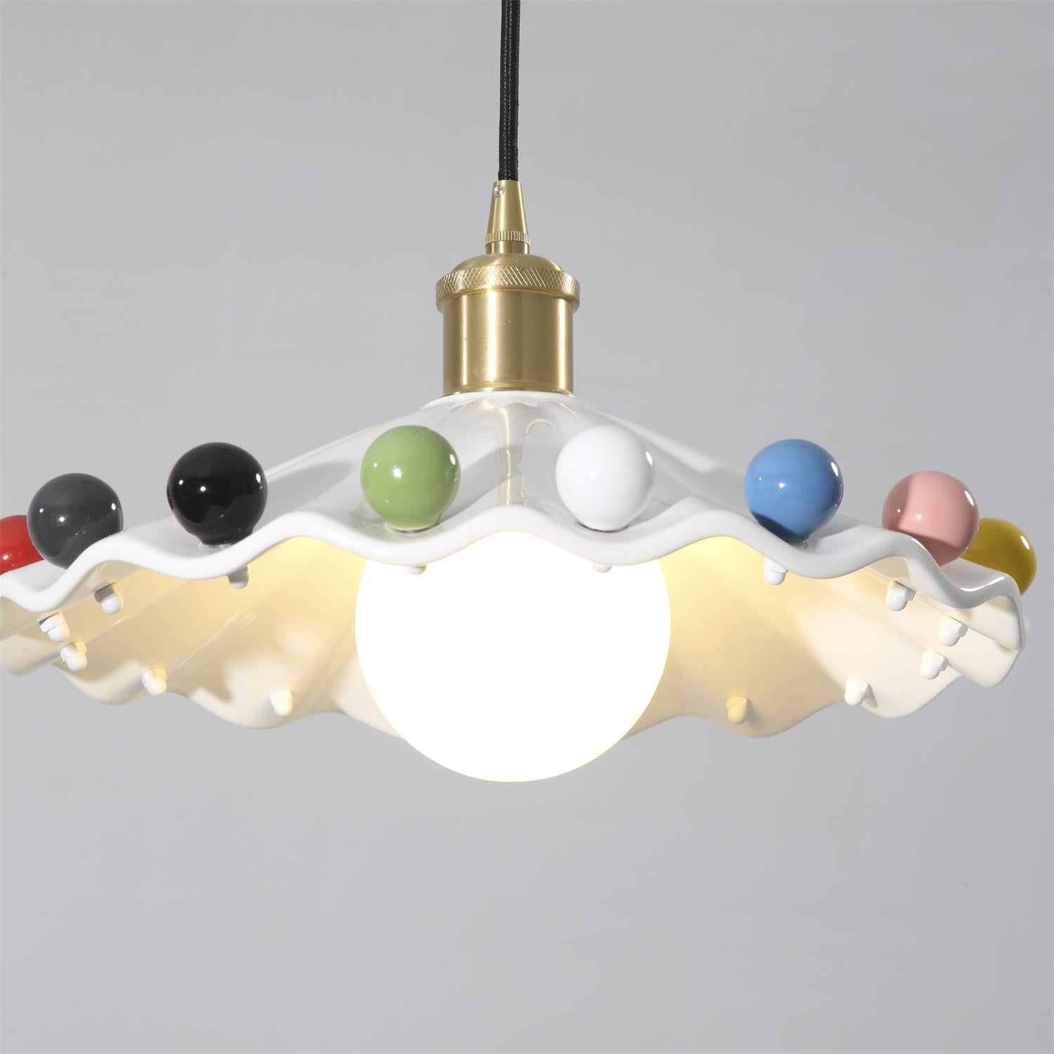 Modern Elegance | Pendant Lamp with Wavy Ceramic Shade & Adjustable Height | Stylish Pendant Lighting for Kitchen Island 8