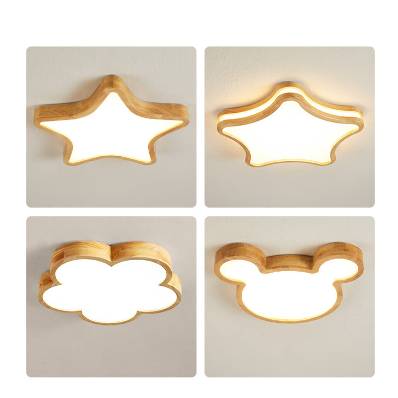 Aria Wood & Glass Flush Mount Ceiling Light, 4 Styles | Warm, Cold, Natural, Dimmable or 3-Color | Hardwired