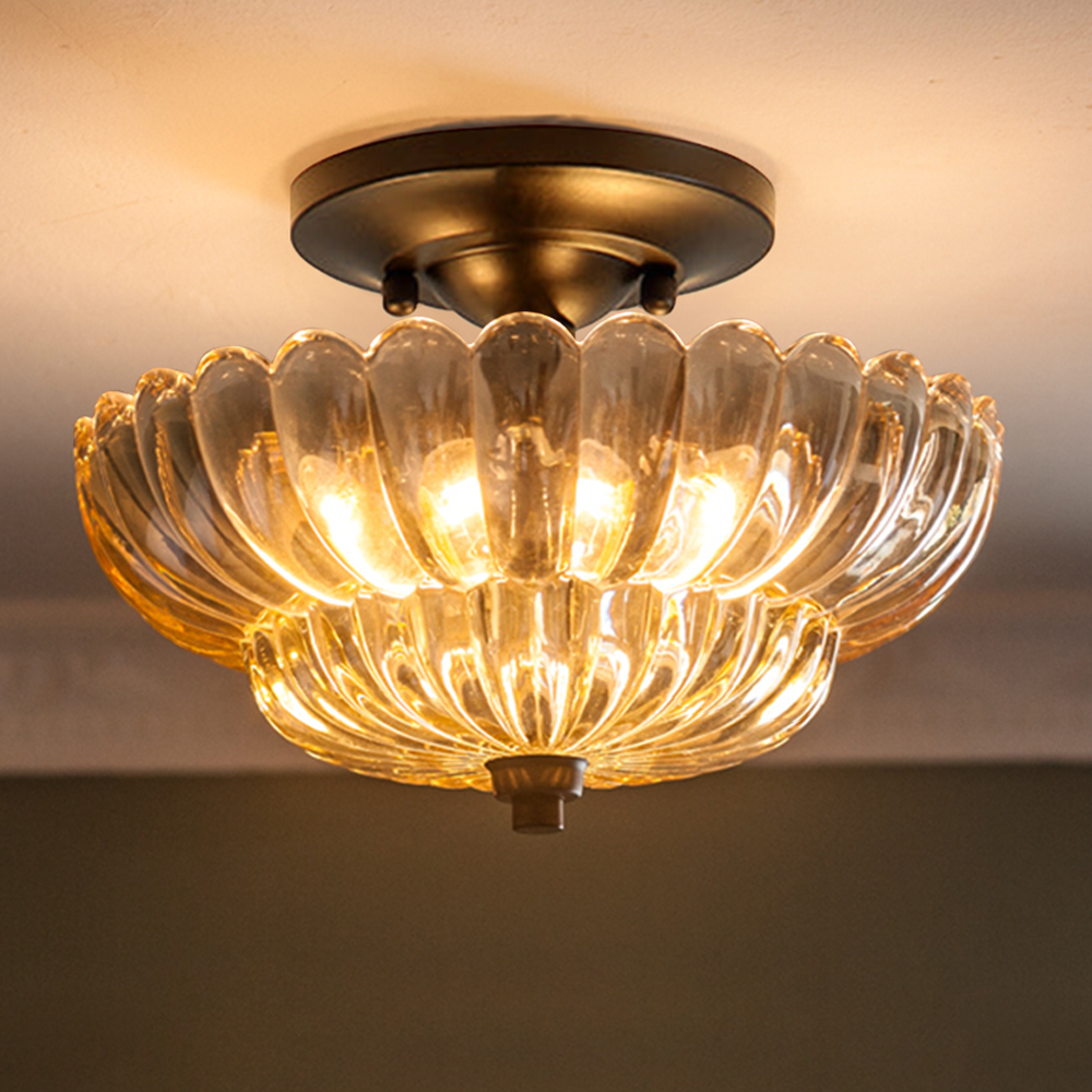 Modern Flush Mount Ceiling Light Fixture with Elegant Glass Design | LED Compatible for Stylish Living Spaces 4