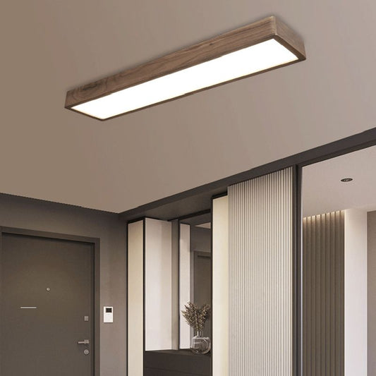 Modern Flush Mount Ceiling Light with LED Technology | Elegant Wood Finish for Cozy Ambiance 0