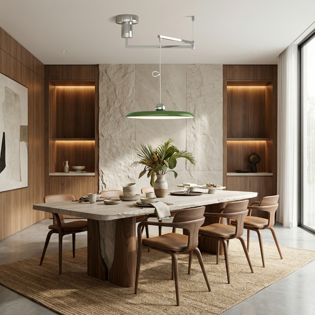 Modern Glass Pendant Light with Adjustable Height & Rotating Arm for Versatile Illumination 1
