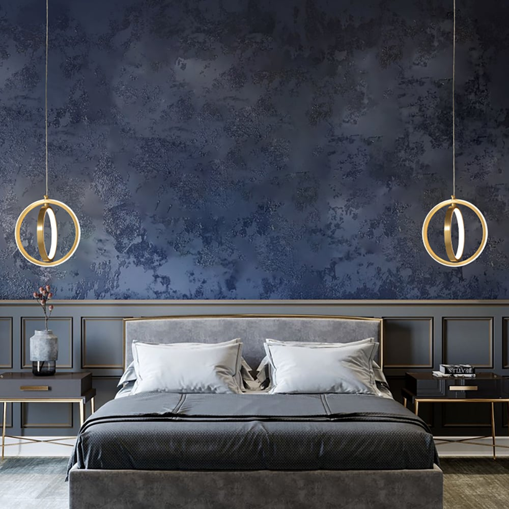 Modern LED Pendant Light | Gold Geometric 2-Ring Design for Elegant Kitchen Lighting 3