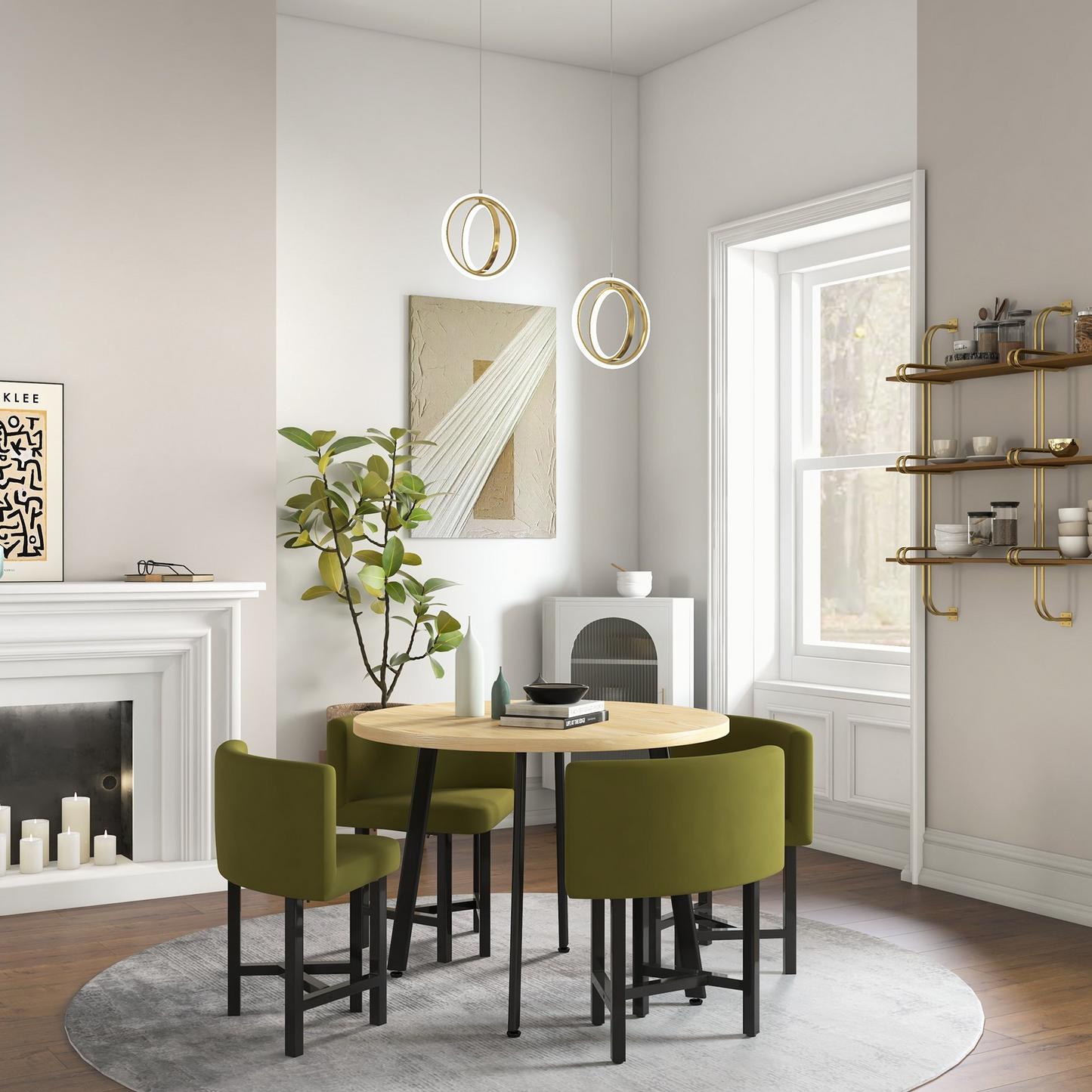 Modern LED Pendant Light | Gold Geometric 2-Ring Design for Elegant Kitchen Lighting 4