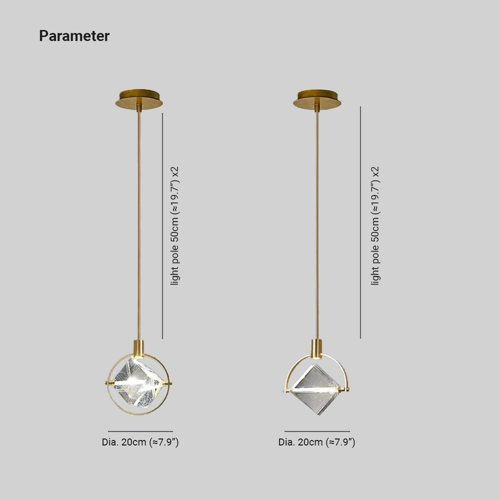 Kristy Geometric Crystal Pendant Light | Model A/B | Gold
